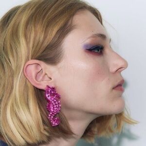 Statement Purple Rhinestone Seahorse Earrings